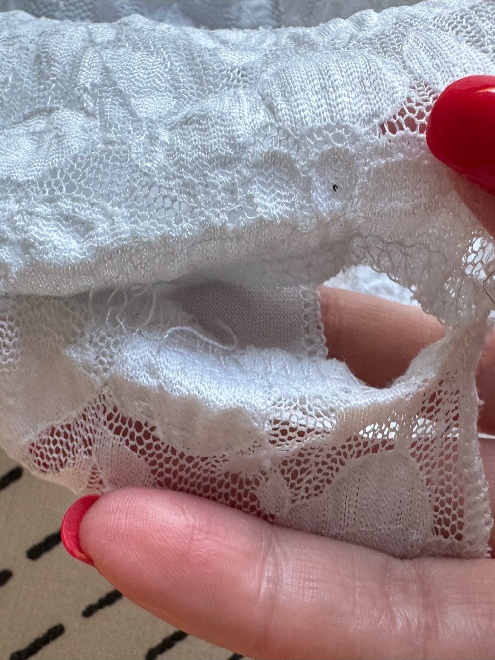 White Lace Mini Dress with Black Trim - Picture 5 of 5